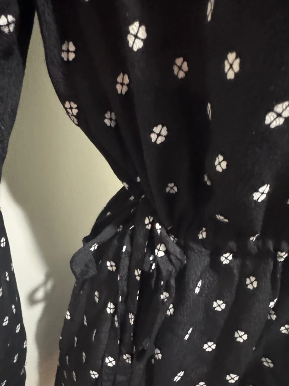 kate spade Black and White Floral-Print Ruffle-Neck Midi Dress